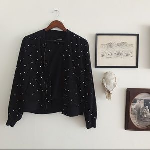 Who What Wear Polka Dot Bomber Jacket